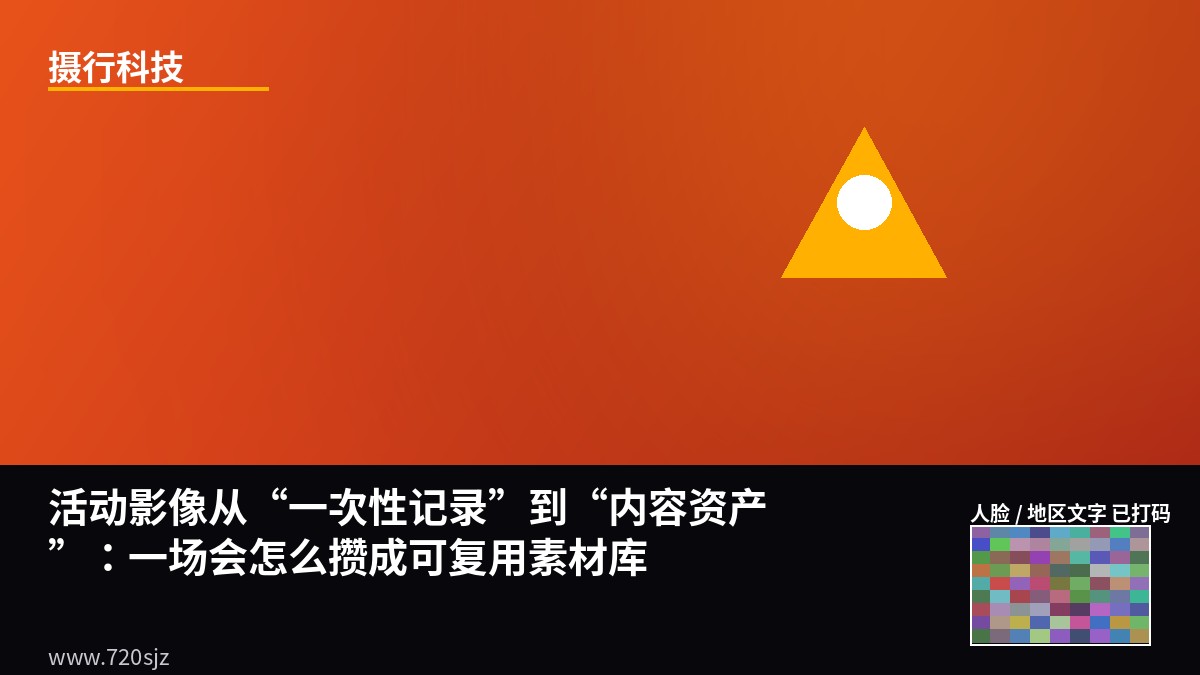 "活动影像从\"一次性记录\"到\"内容资产\"：一场会怎么攒成可复用素材库"-摄行科技